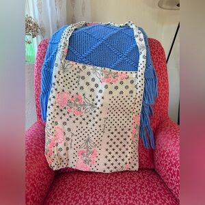 Free People Cream Crossbody Bag with Pink Floral and Black Star Print